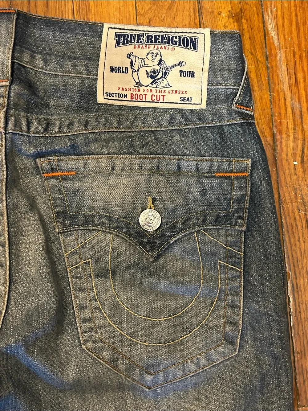 True Religion Men's Bootcut Jeans - Medium Blue Wash Size 32